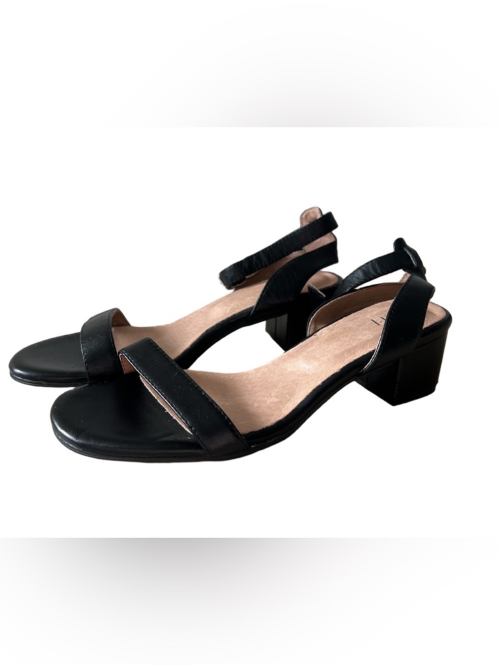 J Jill Black Leather Sandals Ankle Strap Low Heel Minimalist Size 9 New